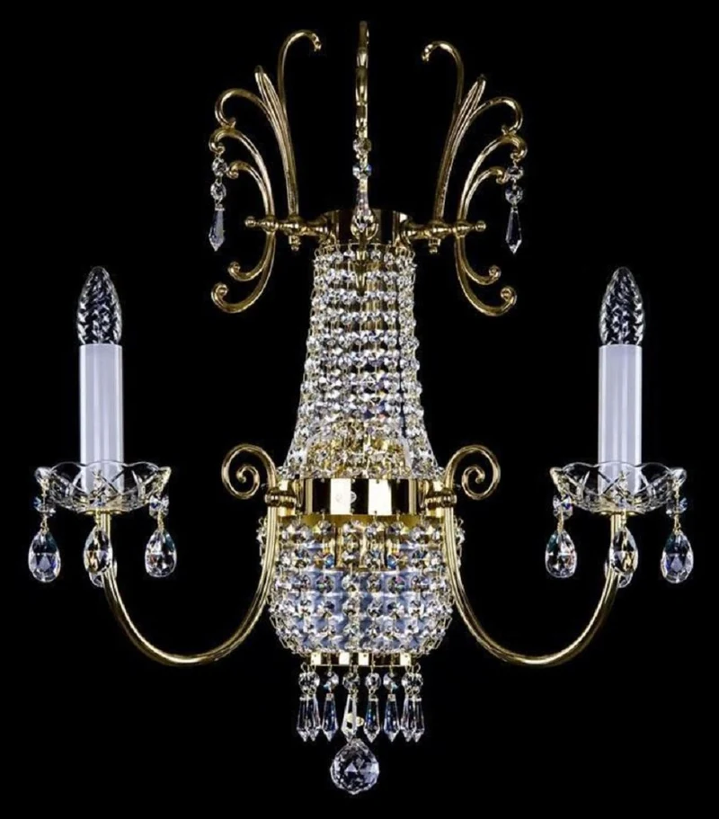 Casa Padrino Luxus Barock Kristall Wandleuchte Gold 39 x 19 x H. 60 cm - Prunkvolle Wandlampe mit Böhmischem Kristallglas - Edel & Prunkvoll