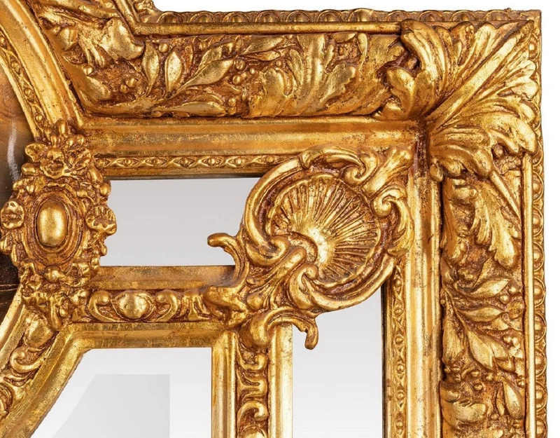 Casa Padrino Barock Spiegel Gold - Handgefertigter Wandspiegel im Barockstil - Antik Stil Garderoben Spiegel - Prunkvoller Wohnzimmer Spiegel - Barock Möbel
