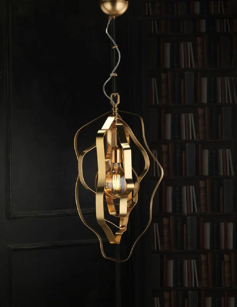 Casa Padrino Luxus Hängeleuchte Gold 34 x 34 x H. 68 cm - Höhenverstellbare Messing Hängelampe - Luxus Leuchten - Luxus Qualität