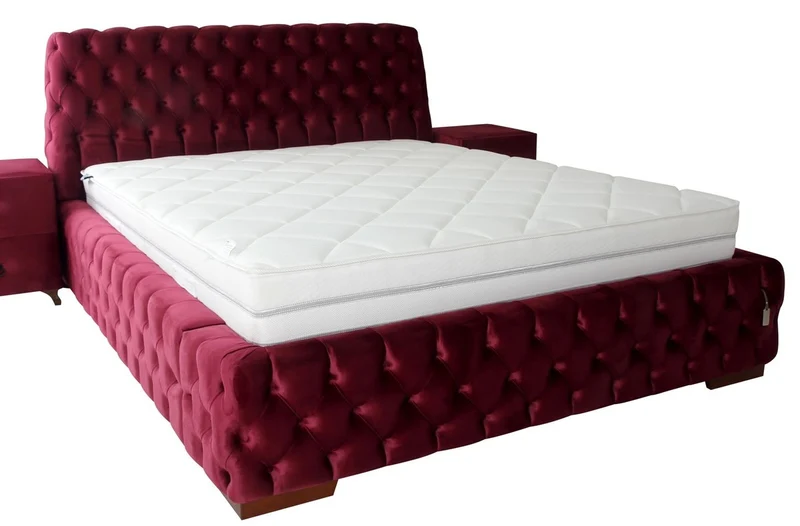 Casa Padrino Luxus Chesterfield Doppelbett Rosa / Braun - Verschiedene Größen - Modernes Bett mit Matratze - Chesterfield Schlafzimmer Möbel