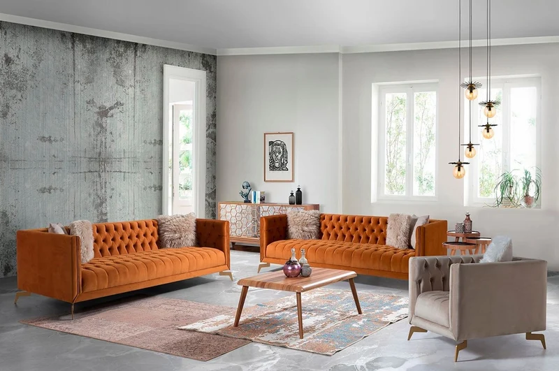 Casa Padrino Luxus Chesterfield Sessel Grau / Messingfarben 90 x 85 x H. 75 cm - Moderner Chesterfield Wohnzimmer Sessel - Luxus Chesterfield Wohnzimmer Möbel