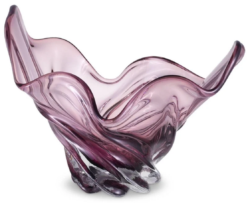 Casa Padrino Luxus Schüssel Lila 42 x 27 x H. 25 cm - Moderne Deko Schüssel aus mundgeblasenem Glas - Deko Accessoires - Luxus Qualität