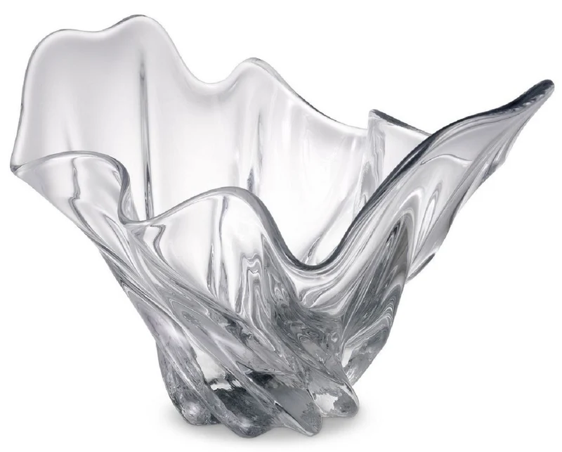 Casa Padrino Luxus Schüssel 42 x 27 x H. 25 cm - Moderne Deko Schüssel aus mundgeblasenem Glas - Deko Accessoires - Luxus Qualität
