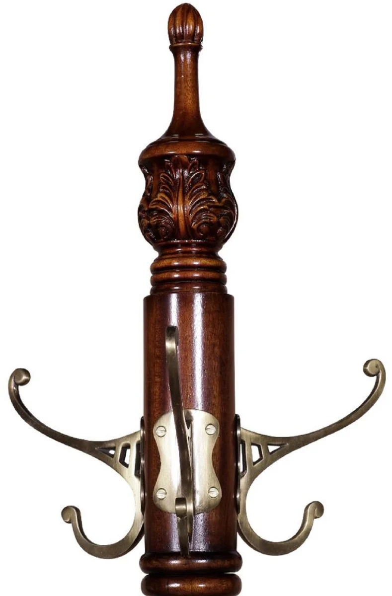 Casa Padrino Luxus Barock Garderobenständer Dunkelbraun 55 x 55 x H. 157,5 cm - Edler Massivholz Kleiderständer - Barock Hotel Garderoben Möbel