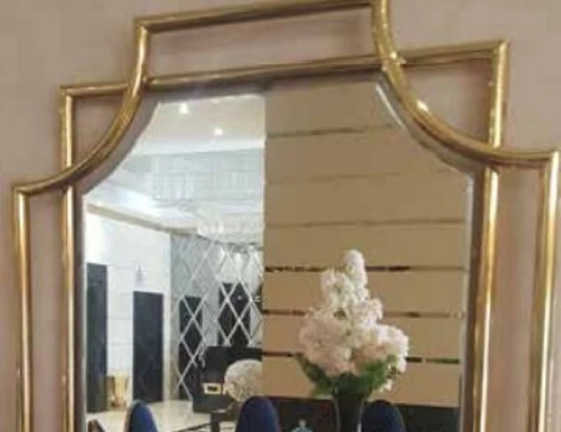 Casa Padrino Luxus Art Deco Wandspiegel Gold 58,5 x 4 x H. 89 cm - Eleganter Wohnzimmer Spiegel mit Metallrahmen - Schlafzimmer Spiegel - Garderoben Spiegel - Luxus Art Deco Möbel