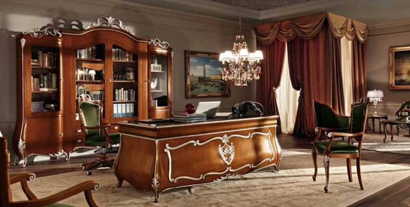 Casa Padrino Luxus Barock Schrank mit 4 Glastüren Braun / Silber - Massivholz Regalschrank - Bücherschrank - Wohnzimmerschrank - Büroschrank - Barock Möbel - Luxus Qualität - Made in Italy