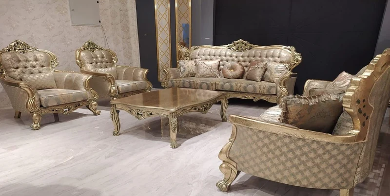 Casa Padrino Luxus Barock Wohnzimmer Sessel Gold / Grün / Gold - Prunkvoller Sessel mit elegantem Muster - Handgefertigte Barock Wohnzimmer Möbel