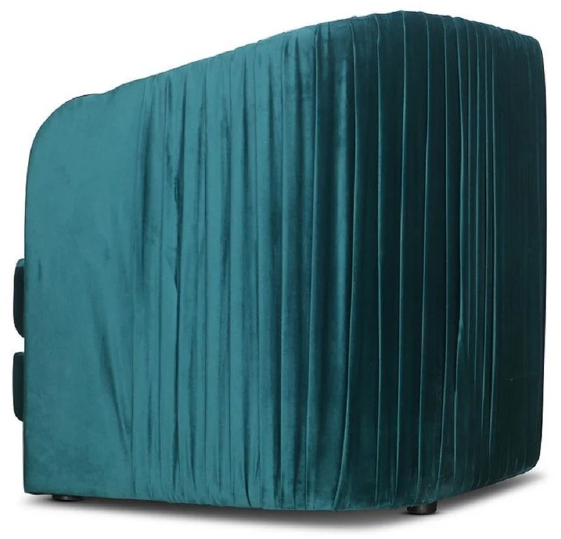 Casa Padrino Art Deco Samt Sessel Grünblau / Gold 80 x 78 x H. 80 cm - Wohnzimmer Sessel - Art Deco Wohnzimmer Möbel