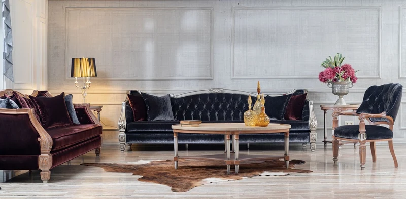 Casa Padrino Luxus Barock Wohnzimmer Sofa Lila / Silber - Prunkvolle Barock Wohnzimmer & Hotel Möbel
