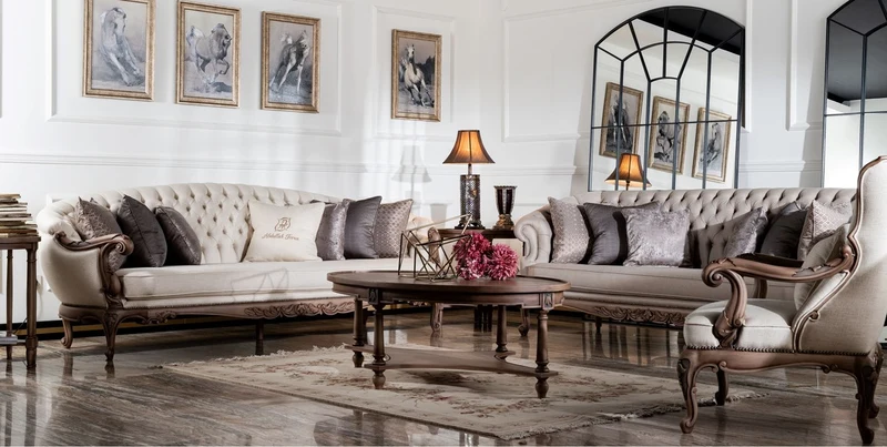 Casa Padrino Luxus Barock Sofa Grau / Braun - Wohnzimmer Sofa im Barockstil - Barock Wohnzimmer Möbel