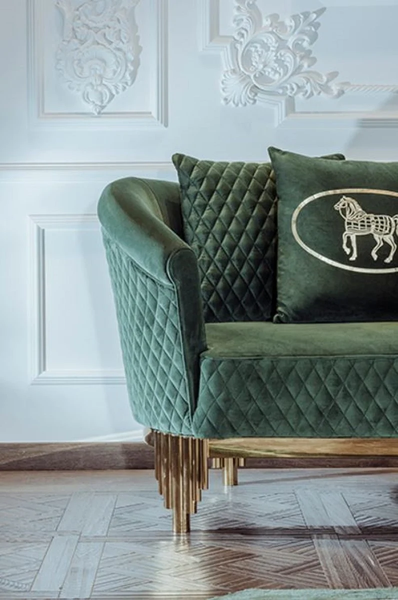 Casa Padrino Luxus Sofa Grün / Gold 260 x 88 x H. 88 cm - Modernes Wohnzimmer Sofa - Wohnzimmer & Hotel Möbel - Luxus Kollektion