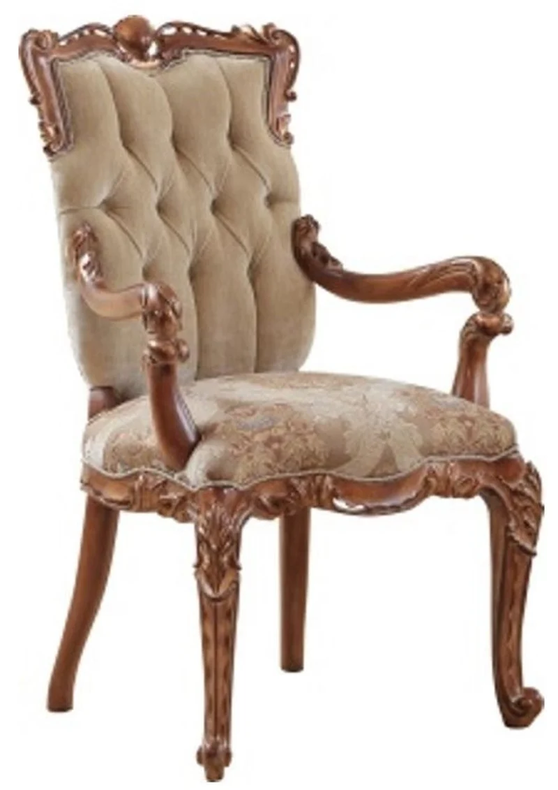 Casa Padrino Luxus Barock Esszimmerstuhl 8er Set mit Armlehnen Beige / Braun - Barock Esszimmer & Restaurant Möbel - Edel & Prunkvoll