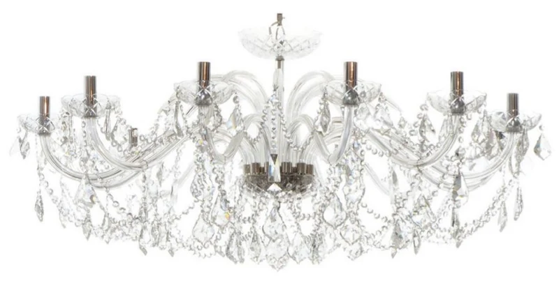 Casa Padrino Luxus Barock Kristall Kronleuchter Silber Ø 120 x H. 65 cm - Prunkvoller Kronleuchter mit edlem Kristallglas und Glas Armen - Edel & Prunkvoll