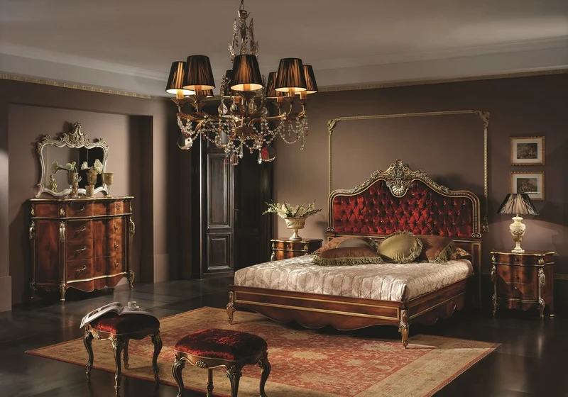 Casa Padrino Luxus Barock Doppelbett Bordeauxrot / Braun / Gold / Silber - Prunkvolles Massivholz Bett mit Swarovski Kristallglas - Barock Schlafzimmer Möbel - Luxus Qualität - Made in Italy
