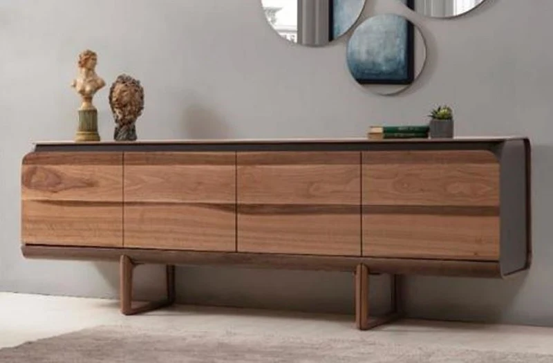 Casa Padrino Luxus Sideboard Braun 220 x 46 x H. 78 cm - Massivholz Schrank mit 4 Türen - Wohnzimmer Möbel - Hotel Möbel - Luxus Kollektion