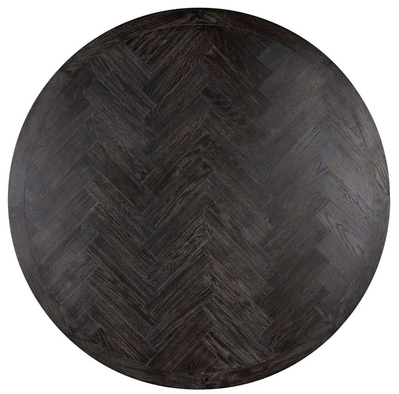 Casa Padrino Luxus Esstisch Schwarz / Gold Ø 140 x H. 75 cm - Runder Esszimmertisch mit Eichenfurnier Tischplatte und Edelstahl Tischbein - Luxus Esszimmer Möbel