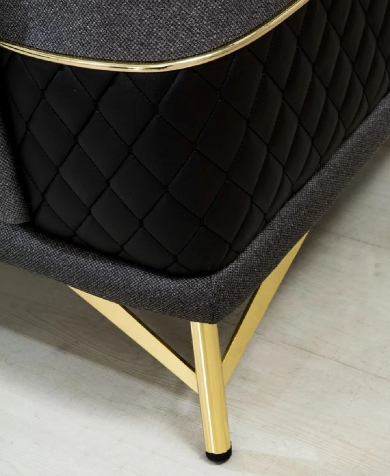 Casa Padrino Luxus Schlafsofa Grau / Schwarz / Gold 220 x 90 x H. 80 cm - Modernes Wohnzimmer Sofa - Wohnzimmer Möbel