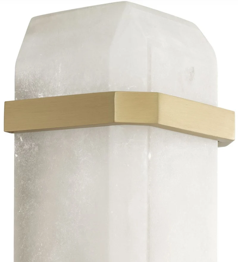 Casa Padrino Luxus Wandleuchte Alabaster / Antik Messing 13 x 11 x H. 42 cm - Elegante Wandlampe mit Alabaster Lampenschirm - Luxus Leuchten