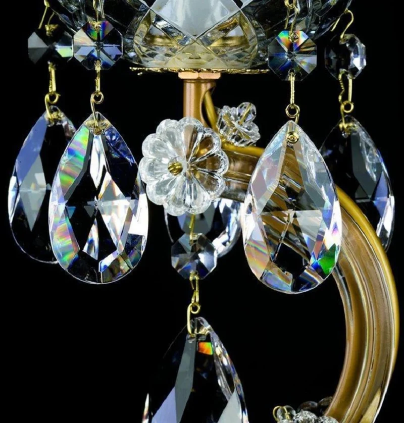 Casa Padrino Luxus Barock Kristall Tischleuchte Gold Ø 25 x H. 49 cm - Prunkvolle Schreibtischleuchte mit Böhmischem Kristallglas - Barock Kristall Leuchten