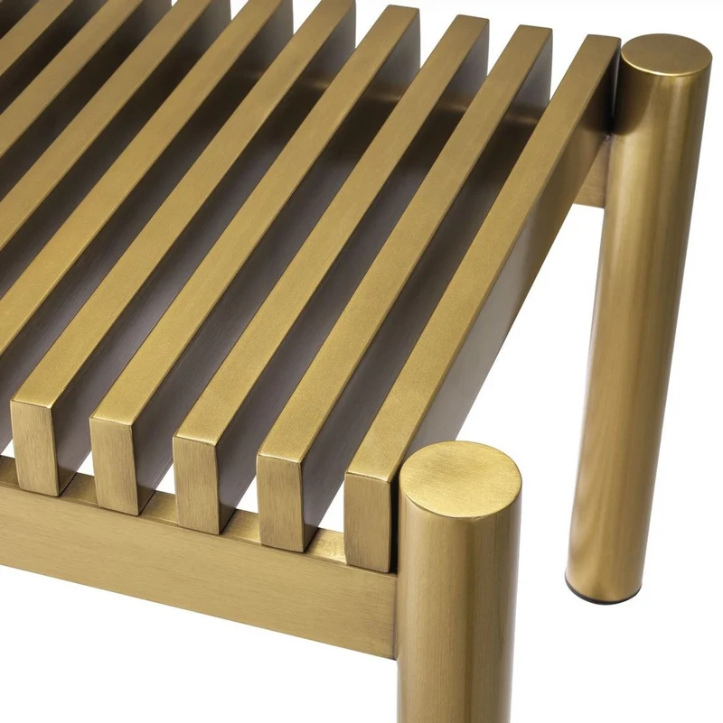 Casa Padrino Luxus Sitzbank Creme / Messing 140 x 44 x H. 45 cm - Gepolsterte Edelstahl Bank - Wohnzimmer Möbel - Hotel Möbel - Luxus Kollektion