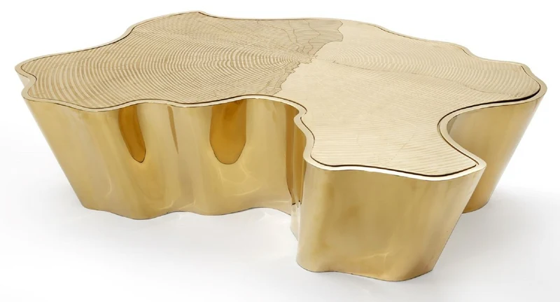Casa Padrino Luxus Couchtisch Gold 127 x 90 x H. 30 cm - Edelstahl Wohnzimmertisch - Luxus Wohnzimmer & Hotel Möbel
