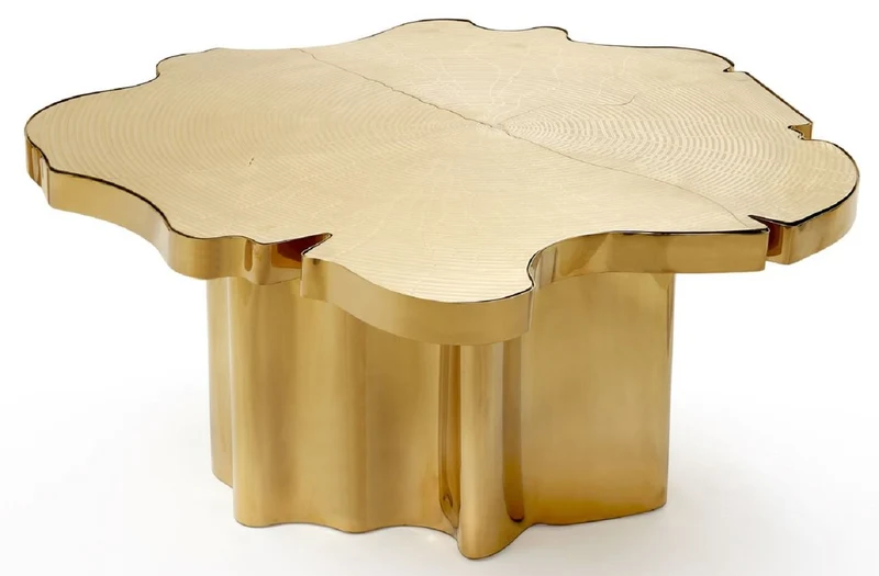 Casa Padrino Luxus Couchtisch Gold 105 x 109 x H. 45 cm - Edelstahl Wohnzimmertisch - Luxus Wohnzimmer & Hotel Möbel