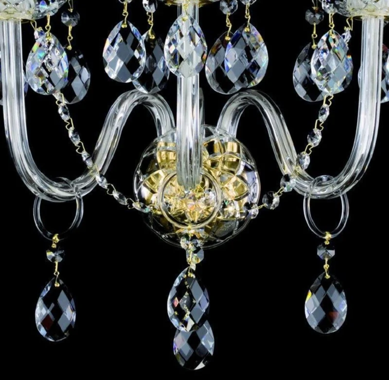 Casa Padrino Luxus Barock Kristall Wandleuchte Gold 36 x 23 x H. 46 cm - Prunkvolle Wandlampe mit Böhmischem Kristallglas - Edel & Prunkvoll