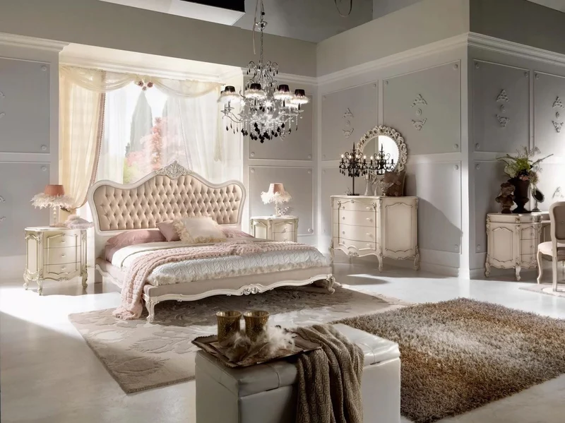 Casa Padrino Luxus Barock Doppelbett Beige / Grau / Weiß / Silber - Prunkvolles Massivholz Bett - Barock Schlafzimmer Möbel - Luxus Qualität - Made in Italy