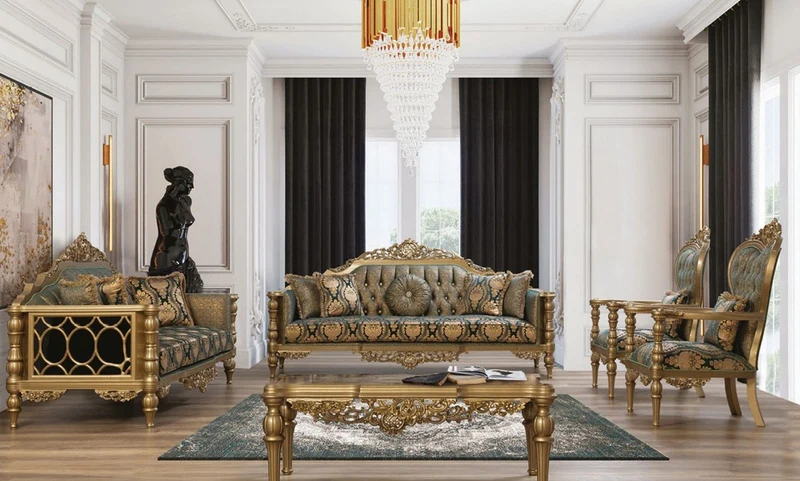 Casa Padrino Luxus Barock Couchtisch Gold - Handgefertigter Massivholz Tisch im Barockstil - Barock Wohnzimmer Möbel - Edel & Prunkvoll