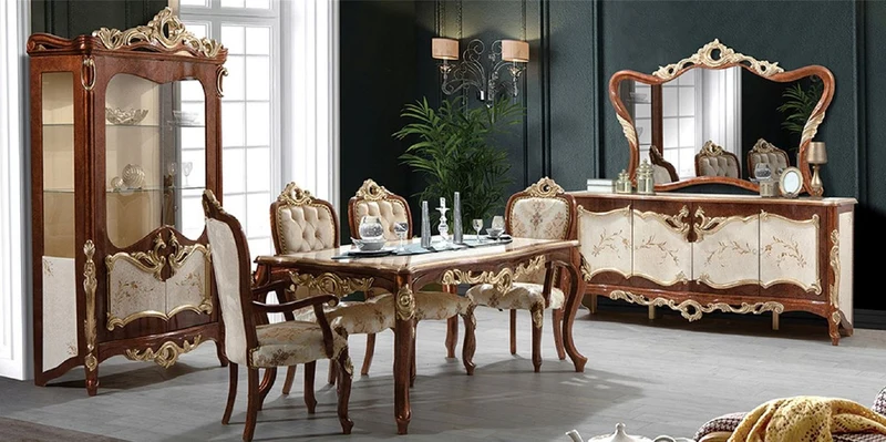 Casa Padrino Luxus Barock Vitrine Braun / Cremefarben / Gold - Handgefertigter Massivholz Vitrinenschrank mit 2 Glastüren - Prunkvolle Barock Möbel