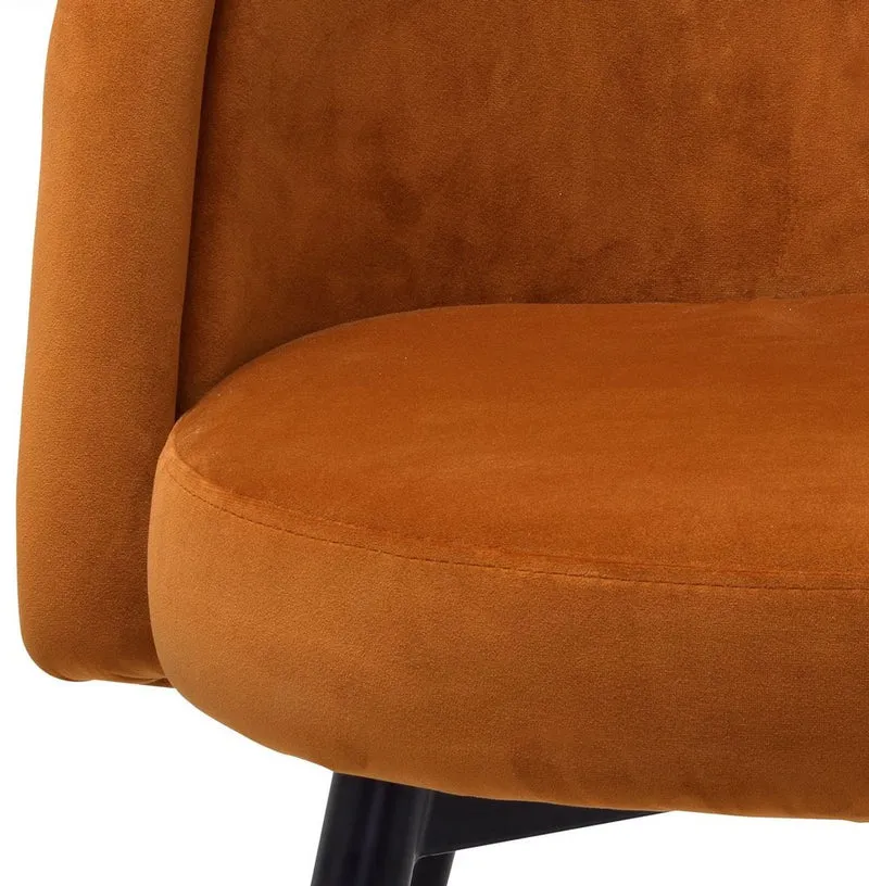 Casa Padrino Luxus Esszimmerstuhl Set Orange / Schwarz / Messing 57,5 x 58 x H. 77 cm - Edle Esszimmerstühle - Luxus Esszimmer Möbel