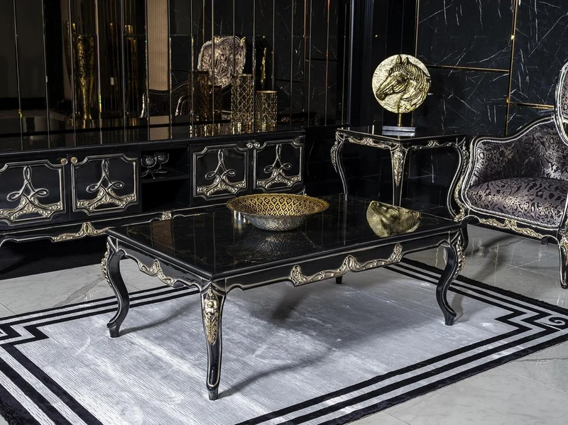 Casa Padrino Luxus Barock TV Schrank Schwarz / Gold - Prunkvolles Wohnzimmer Sideboard mit 4 Türen - Barock Wohnzimmer Möbel