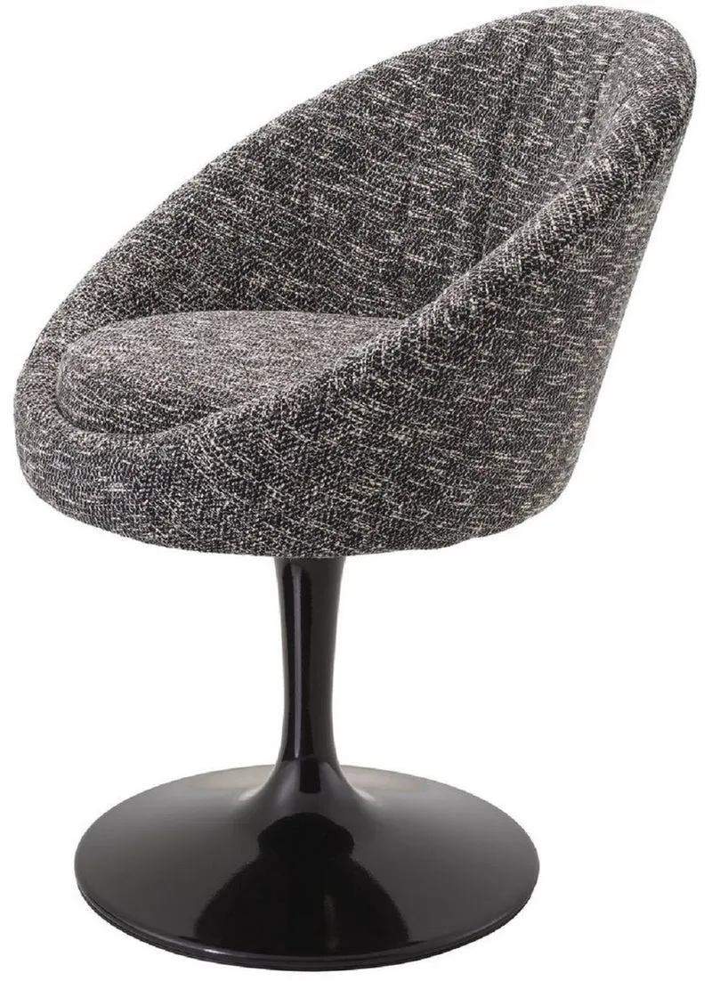 Casa Padrino Luxus Esszimmerstuhl Schwarz 67 x 57 x H. 78,5 cm - Drehstuhl im 60er Jahre Design - Luxus Esszimmer Möbel