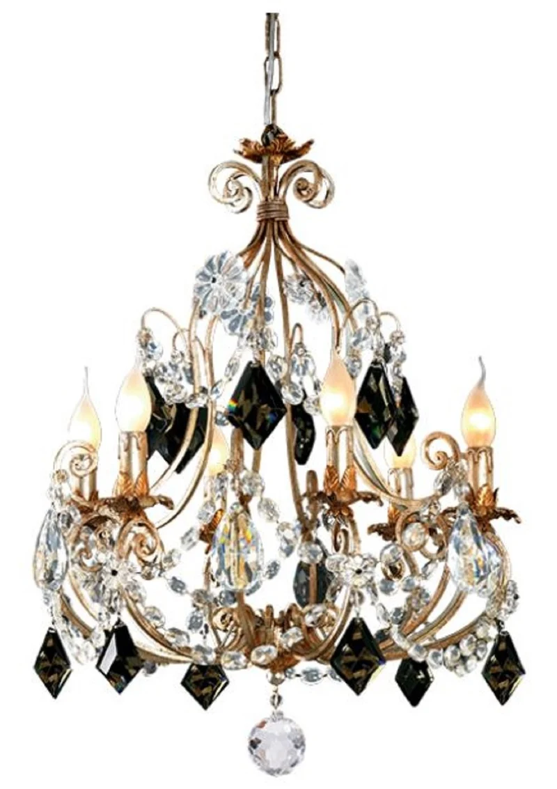 Casa Padrino Luxus Barock Kristall Kronleuchter Antik Gold / Antik Silber / Schwarz Ø 52 x H. 69 cm - Prunkvoller Kronleuchter mit Böhmischem Kristallglas - Luxus Qualität
