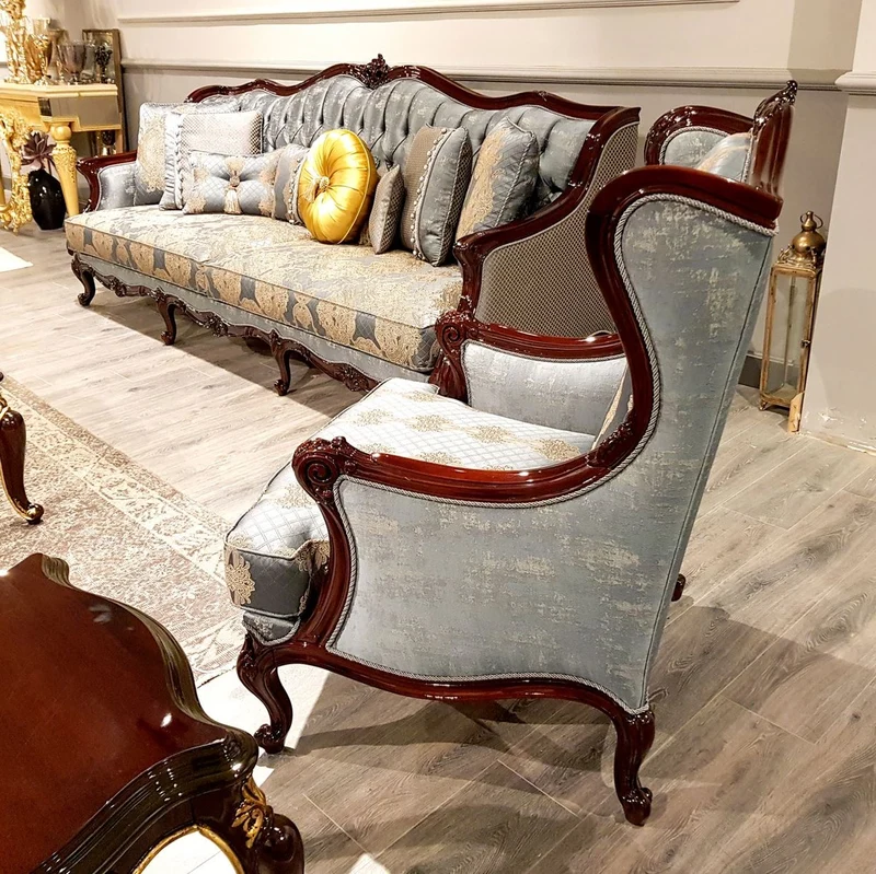 Casa Padrino Luxus Barock Ohrensessel Silber / Beige / Dunkelbraun - Prunkvoller Wohnzimmer Sessel mit elegantem Muster - Barock Möbel
