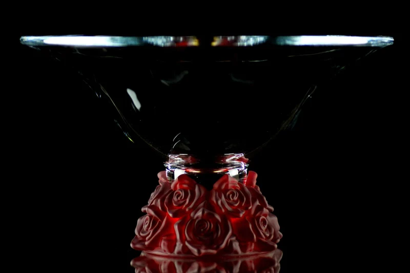 Casa Padrino Luxus Glasschale Kristallglas mit roten Rosen Ø 35.5 x H. 20 cm - Runde Obstschale - Deko Schale - Luxus Kollektion