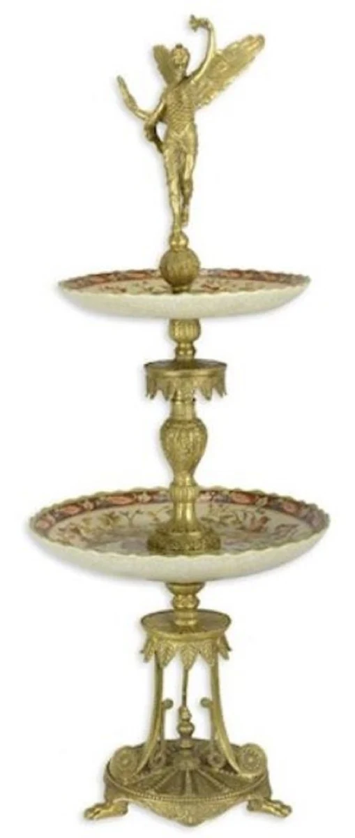 Casa Padrino Jugendstil Etagere Mehrfarbig / Gold Ø 29,2 x H. 76 cm - Prunkvolle Hotel & Restaurant Accessoires