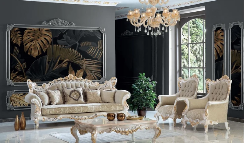 Casa Padrino Luxus Barock Wohnzimmertisch Creme / Gold 140 x 90 x H. 55 cm - Edler Massivholz Couchtisch im Barockstil - Barock Wohnzimmermöbel