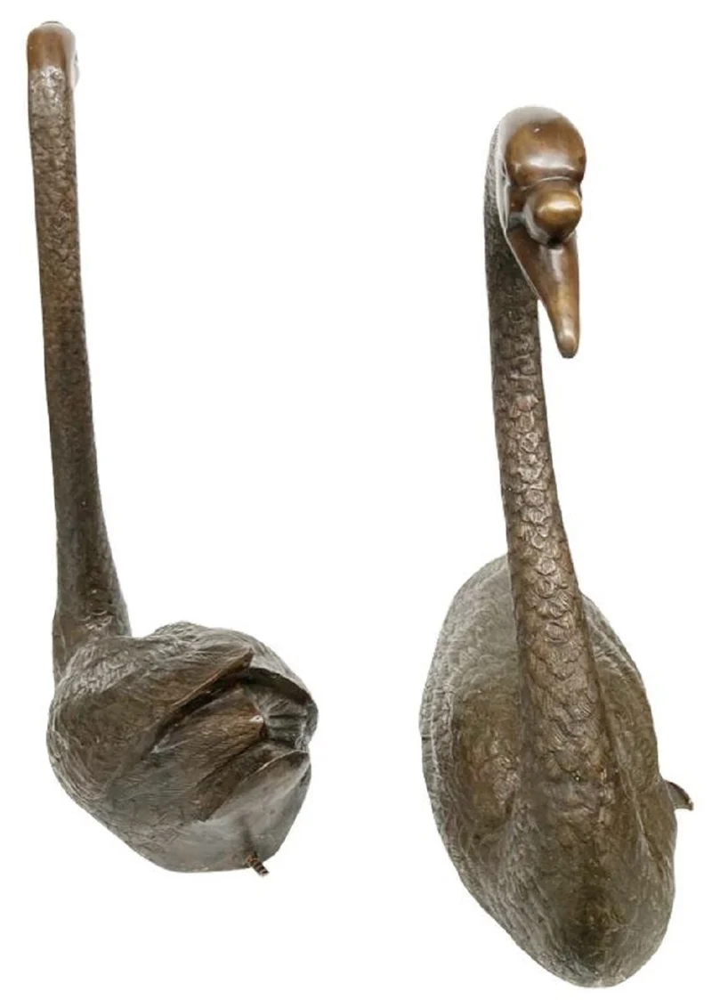 Casa Padrino Luxus Bronze Deko Skulpturen Schwäne Bronzefarben - Bronze Dekofiguren - Luxus Hotel & Restaurant Deko Accessoires