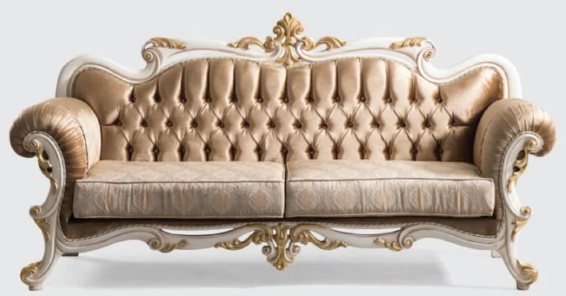 Casa Padrino Luxus Barock Wohnzimmer Set Braun / Silber / Weiß / Gold - 2 Sofas & 2 Sessel & 1 Couchtisch - Handgefertigte Wohnzimmer Möbel im Barockstil - Edel & Prunkvoll