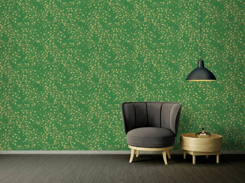 Versace Designer Tapete Barock Blumen 935856 Grün / Braun / Gelb - Satintapete mit elegantem Muster - Hochwertige Qualität