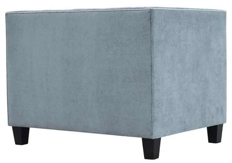 Casa Padrino Chesterfield Sessel Hellblau / Schwarz 100 x 84 x H. 83 cm - Moderner Wohnzimmer Sessel - Chesterfield Wohnzimmer Möbel