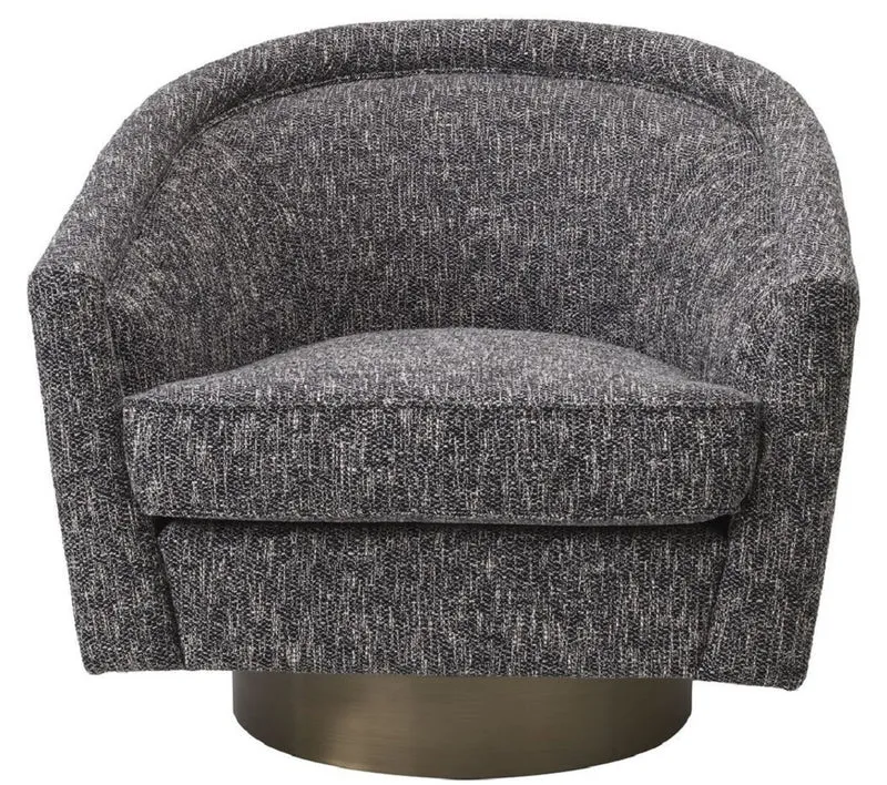 Casa Padrino Luxus Drehsessel Schwarz / Matt Gold 85 x 76 x H. 76 cm - Wohnzimmer Sessel - Wohnzimmer Möbel - Luxus Möbel