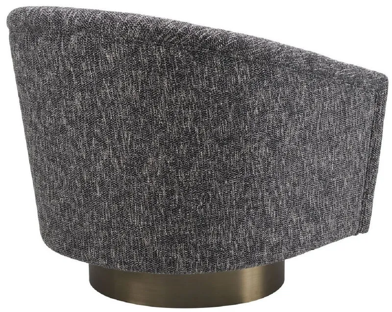 Casa Padrino Luxus Drehsessel Schwarz / Matt Gold 85 x 76 x H. 76 cm - Wohnzimmer Sessel - Wohnzimmer Möbel - Luxus Möbel