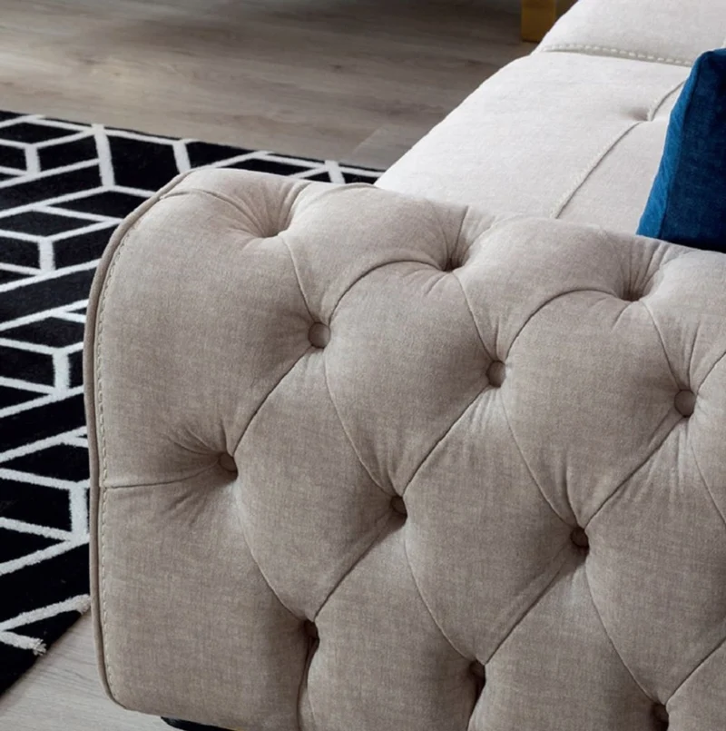Casa Padrino Luxus Chesterfield Sofa Grau / Schwarz / Gold 240 x 100 x H. 85 cm - Modernes Wohnzimmer Sofa - Chesterfield Wohnzimmer Möbel