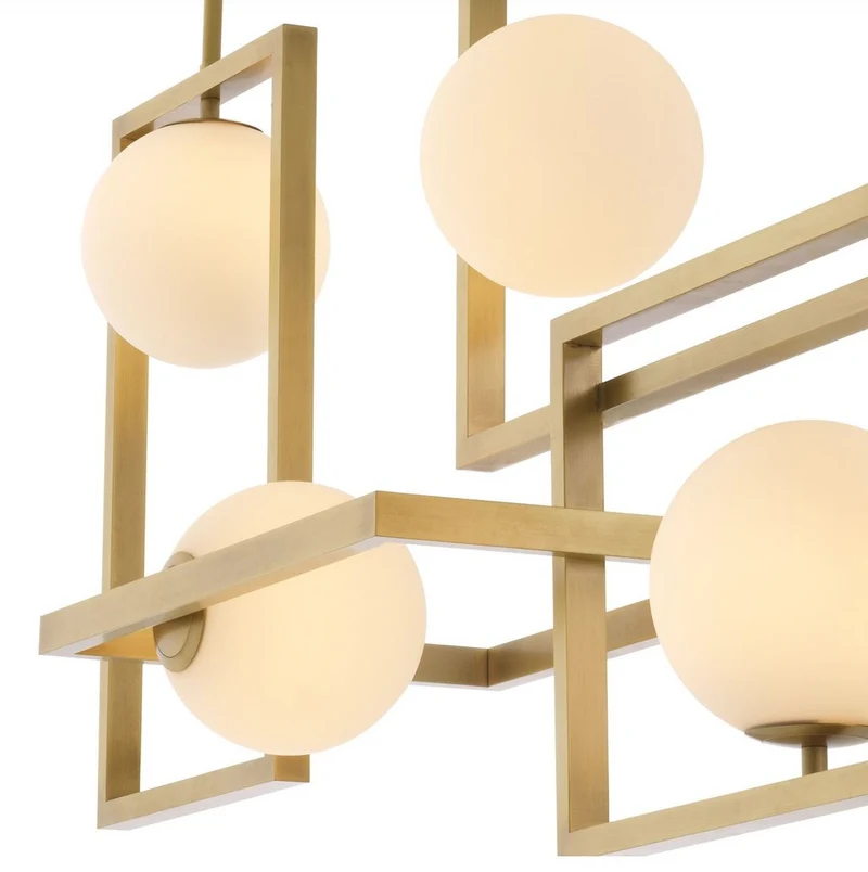 Casa Padrino Luxus Art Deco Kronleuchter Antik Messingfarben / Weiß Ø 160 x 38 x H. 70,5 cm - Wohnzimmer Kronleuchter - Hotel Kronleuchter - Luxus Qualität