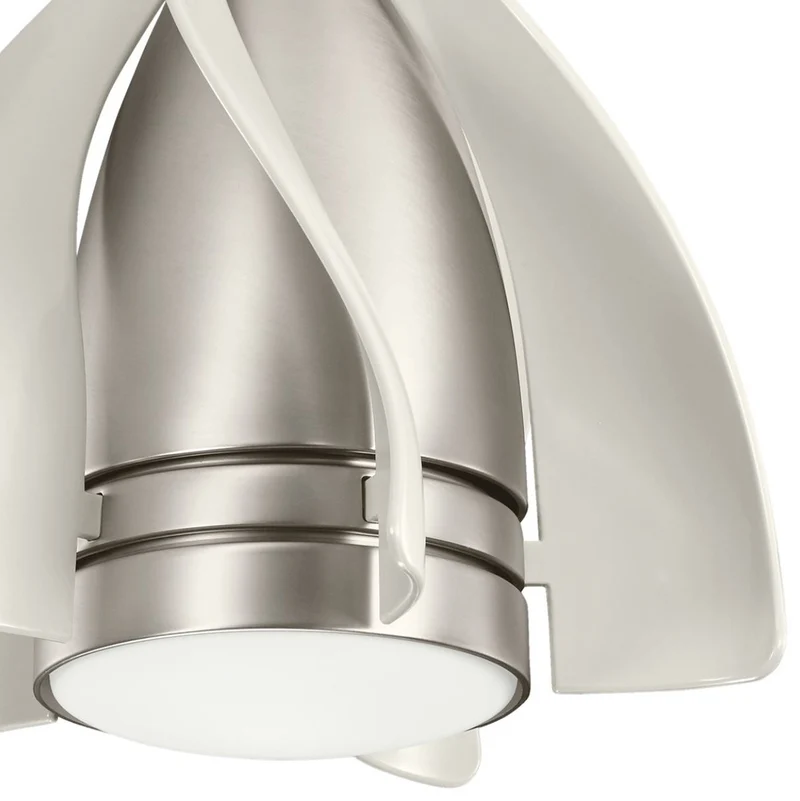 Casa Padrino Designer Deckenventilator mit LED Beleuchtung und Fernbedienung Silber / Champagnerfarben Ø 38 cm - Luxus Qualität