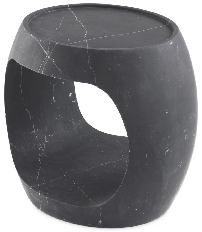 Casa Padrino Luxus Marmor Beistelltisch Schwarz 43 x 36,5 x H. 40,5 cm - Marmor Möbel - Luxus Qualität
