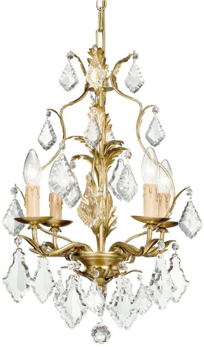 Casa Padrino Luxus Barock Kronleuchter Gold Ø 35 x H. 50 cm - Eleganter Lüster im Barockstil - Barock Wohnzimmer Leuchten