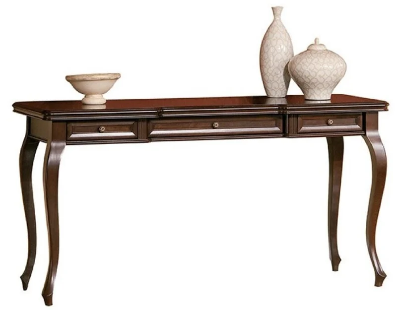 Casa Padrino Luxus Jugendstil Schreibtisch Dunkelbraun 132,5 x 52,5 x H. 78,8 cm - Massivholz Bürotisch mit 3 Schubladen - Barock & Jugendstil Büromöbel